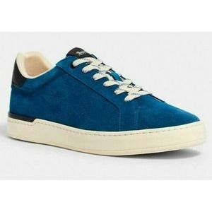 COACH Cobalt Blue Perforated Logo Suede Clip C Mens Low Top Sneakers 8.5 8 1/2